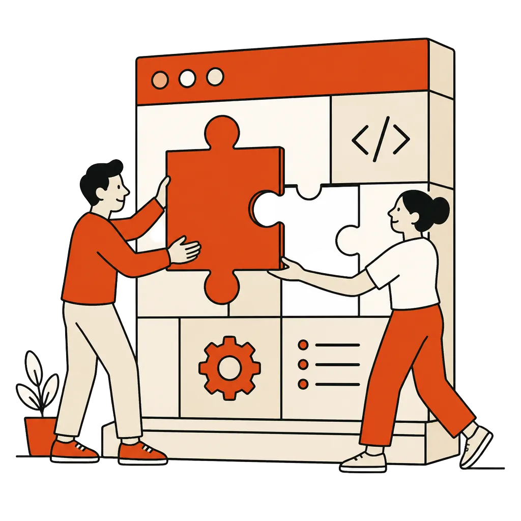 Two engineers fitting a custom feature into place